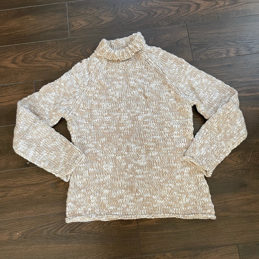 Nine West neutral chunky knit turtleneck sweater - Picture 1 of 3